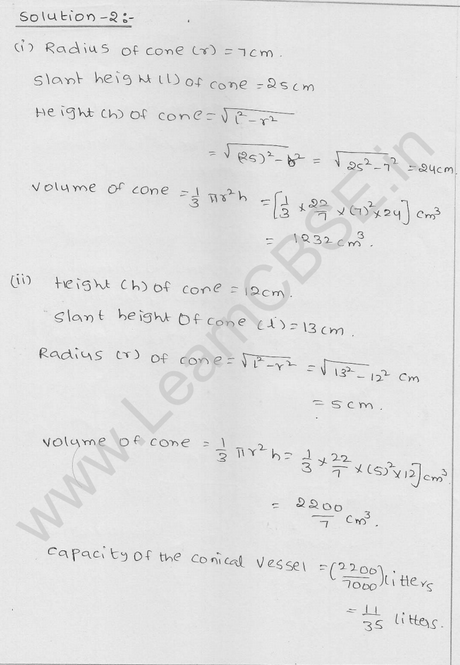 RD Sharma Class 9 solutions Chapter 20 Surface Area and volume of A Right Circular cone Ex 20.2 2