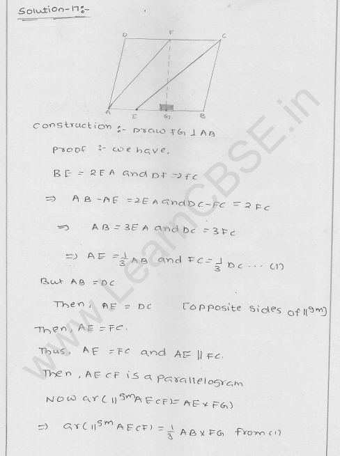 RD Sharma Class 9 solutions Chapter 15 Areas of parrallelograms and Triangles Ex 15.3 13