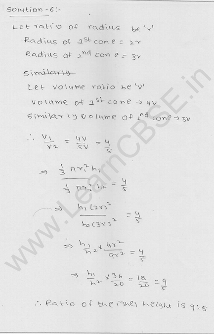 RD Sharma Class 9 solutions Chapter 20 Surface Area and volume of A Right Circular cone Ex 20.2 6