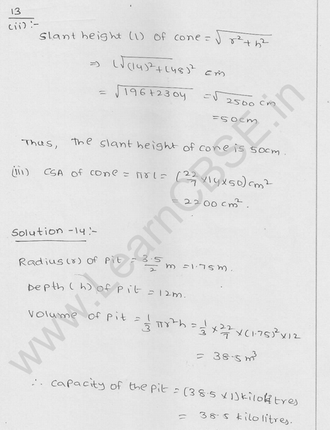 RD Sharma Class 9 solutions Chapter 20 Surface Area and volume of A Right Circular cone Ex 20.2 12
