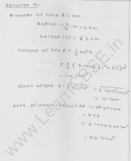 RD Sharma Class 9 solutions Chapter 20 Surface Area and volume of A Right Circular cone Ex 20.2 9