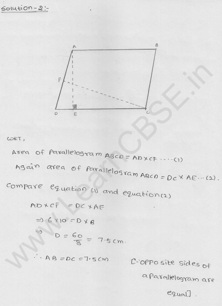 Free RD Sharma Class 9 solutions Chapter 15 Areas of parrallelograms and Triangles Ex 15.2 2
