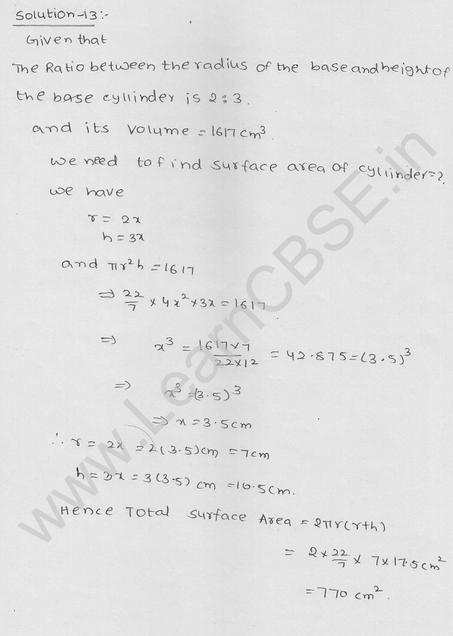 RD Sharma Class 9 solutions Chapter 19 Surface Area and volume of A Right Circular cylinder Ex 19.2 10
