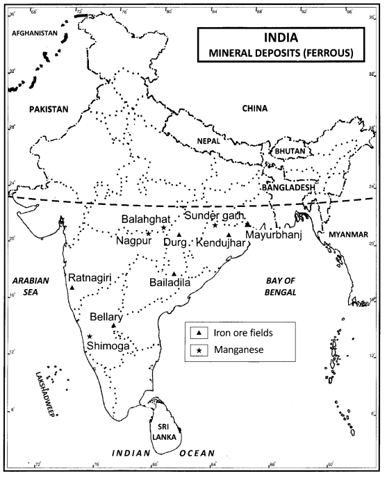 Class-12-Geography-NCERT-Solutions-Chapter-7-Mineral-and-Energy-Resources-Map-Based-Questions-Q1
