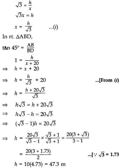 Important Questions for Class 10 Maths Chapter 9 Some Applications of Trigonometry 41