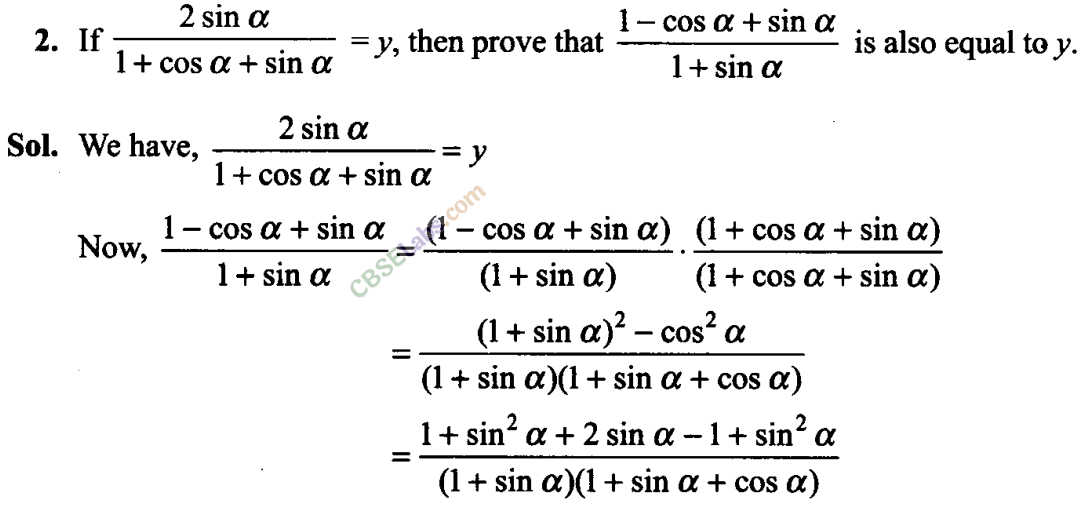 Trigonometry Class 11 Extra Questions Chapter 3