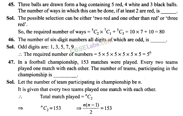 Extra Questions For Class 11 Maths Permutations And Combinations NCERT