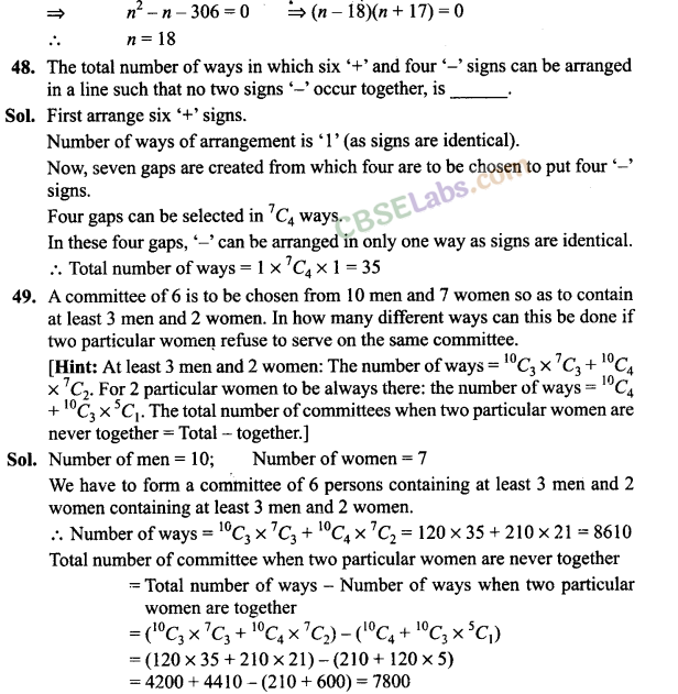 Extra Questions Of Permutation And Combination NCERT