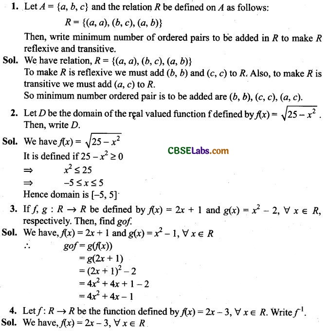 NCERT Exemplar Class 12 Maths Relations And Functions