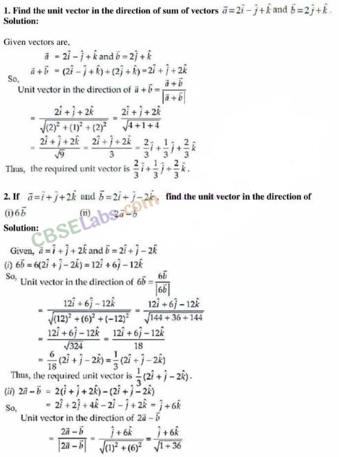 NCERT Exemplar Class 12 Maths Chapter 10 Vector Algebra -1