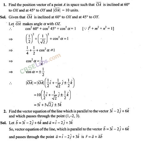 NCERT Exemplar Class 12 Maths Chapter 11 Three Dimensional Geometry-1