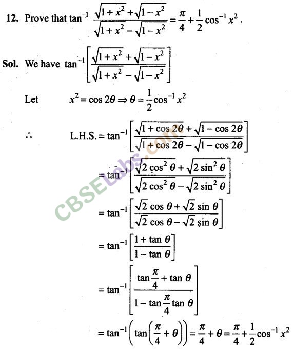 Inverse Trigonometry NCERT Exemplar