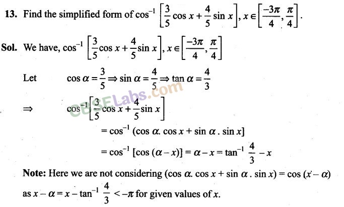 NCERT Exemplar Inverse Trigonometric Functions