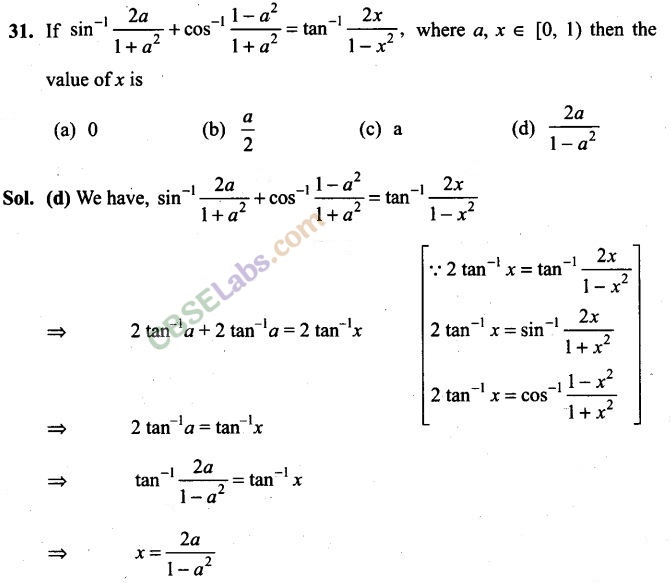 NCERT Exemplar Class 12 Maths Chapter 2 Inverse Trigonometric Functions-10