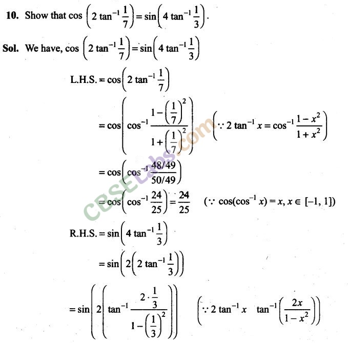 NCERT Exemplar Class 12 Maths Inverse Trigonometric Functions