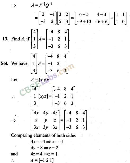 Matrices NCERT Exemplar Class 12
