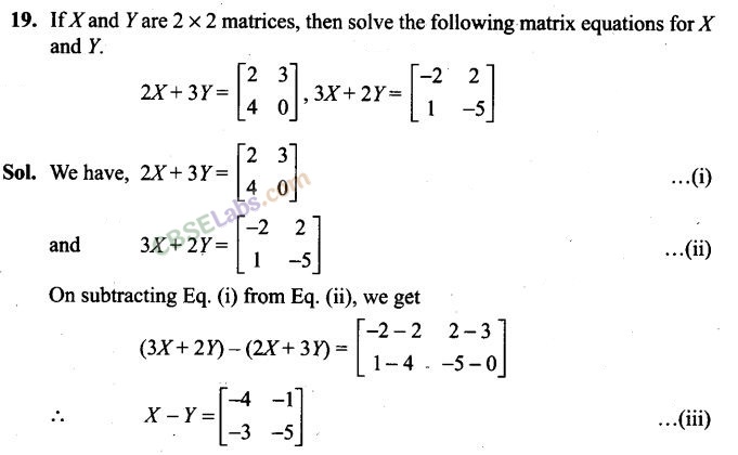 Exemplar Matrices Class 12