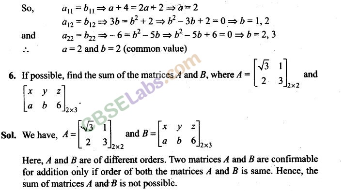 NCERT Exemplar Matrices Solutions Class 12