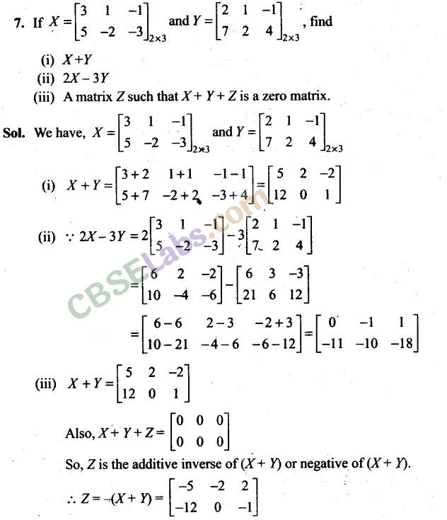 Matrices NCERT Exemplar Solutions Class 12