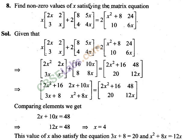 Matrices Class 12 NCERT Exemplar Solutions