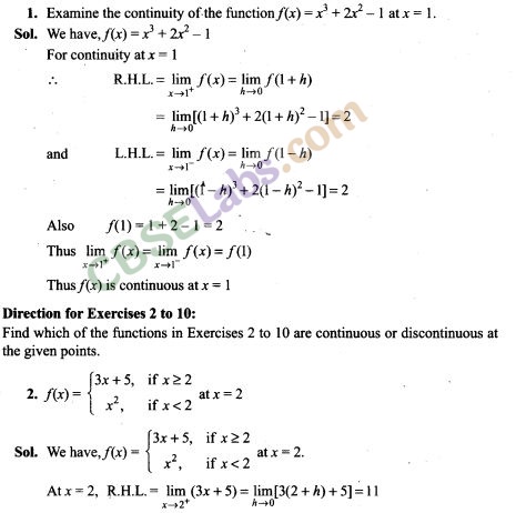 NCERT Exemplar Continuity And Differentiability Class 12