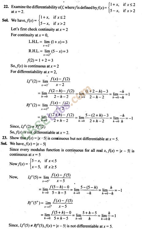 NCERT Exemplar Class 12 Maths Continuity And Differentiability Pdf