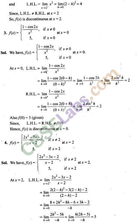 NCERT Exemplar Class 12 Maths Solutions Continuity And Differentiability