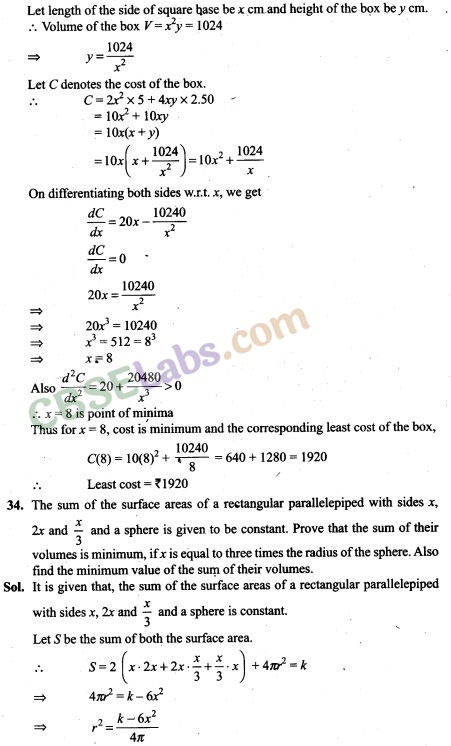 NCERT Exemplar Class 12 Maths Chapter 6 Application of Derivatives