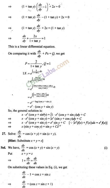 NCERT Exemplar Class 12 Maths Chapter 9 Differential Equations-14