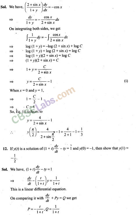NCERT Exemplar Class 12 Maths Chapter 9 Differential Equations