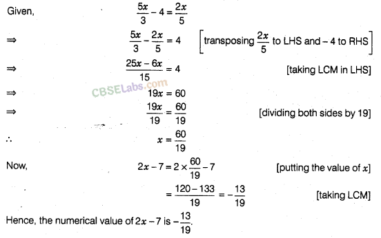 Linear Equations In One Variable Class 8 Fill In The Blanks NCERT