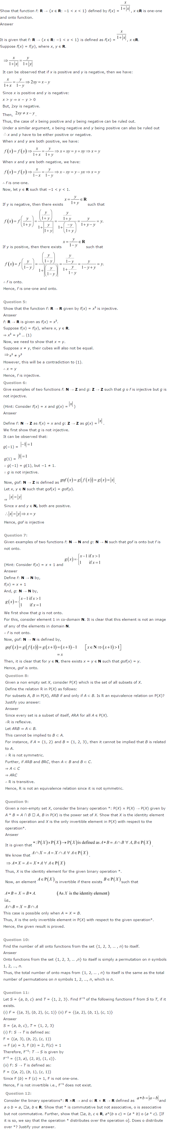 NCERT Solutions For Class 12 Maths Chapter 1 Relations and Functions 11
