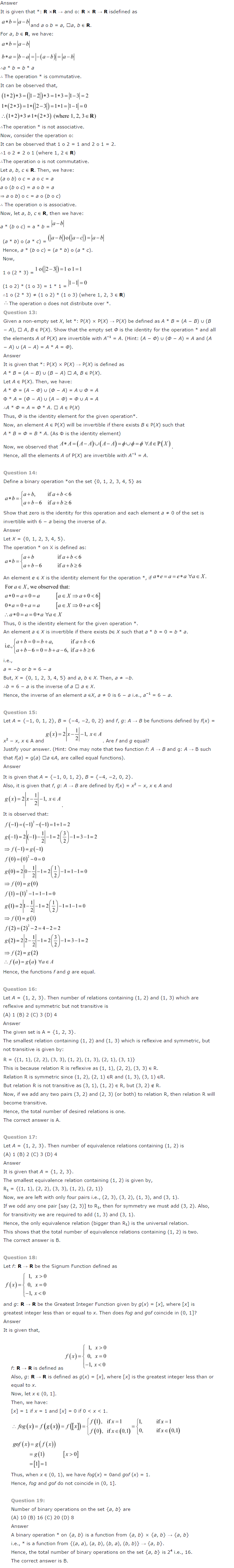NCERT Solutions For Class 12 Maths Chapter 1 Relations and Functions 12