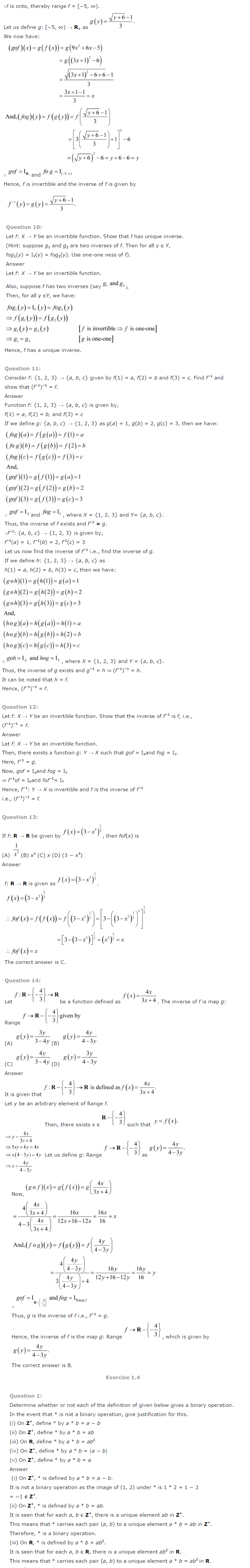 NCERT Solutions For Class 12 Maths Chapter 1 Relations and Functions 7