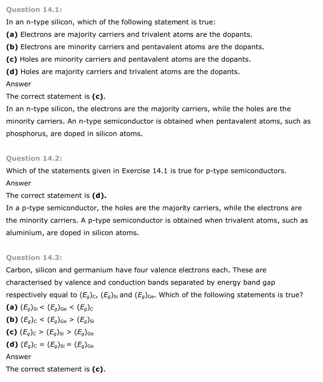 NCERT Solutions For Class 12 Physics Chapter 14 Semiconductors 1