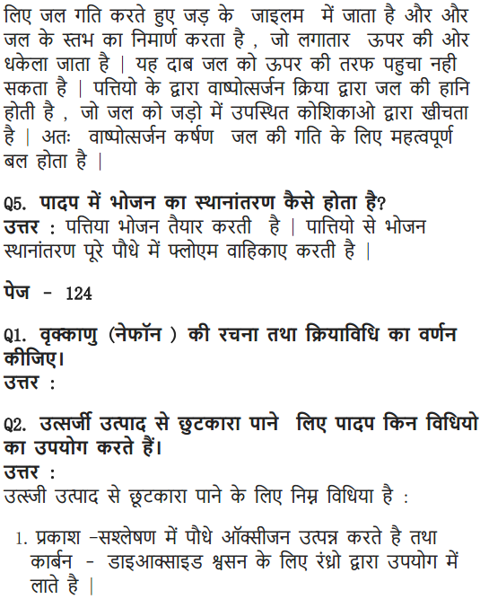 NCERT Solutions for Class 10 Science Chapter 6 Life Processes Hindi Medium 10