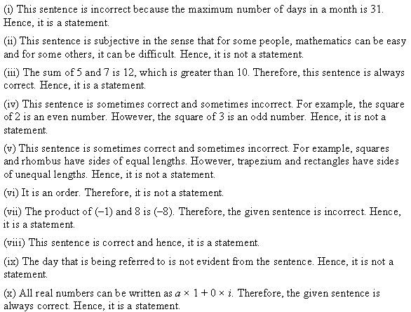 NCERT Solutions for Class 11 Maths Chapter 14 Mathematical Reasoning Ex 14.1 Q1.1