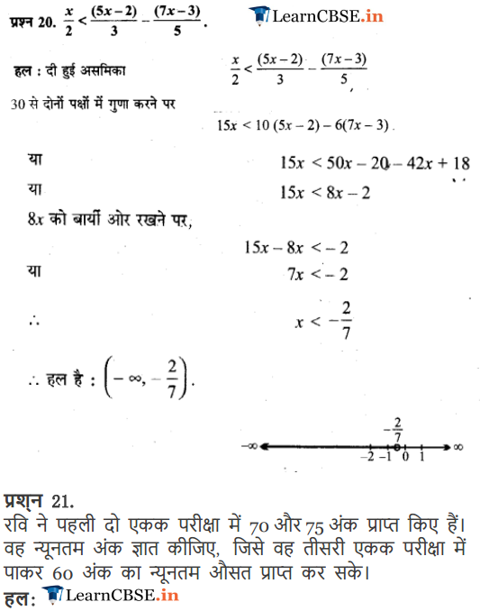 Class 11 Maths Chapter 6 Exercise 6.1 Linear Inequalities solutions in Hindi