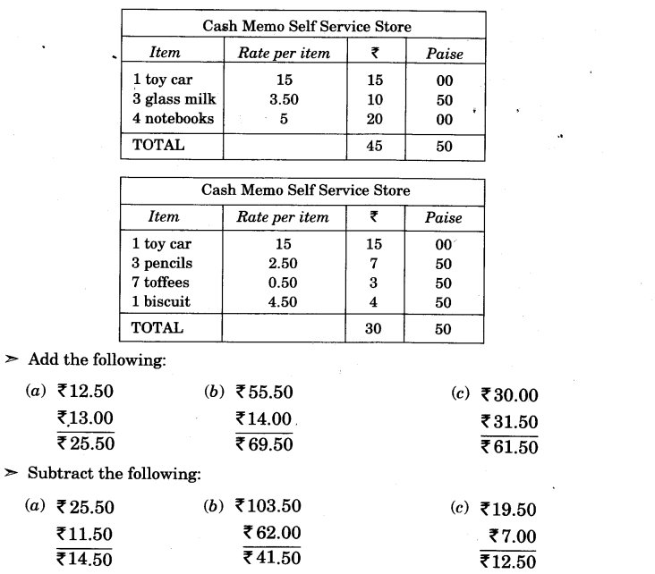 NCERT Solutions for Class 3 Mathematics Chapter-14 Rupees and Paise Shopping Q1.1