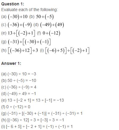 NCERT Solutions for Class 7 Maths Chapter 1 Integers Ex 1.4 Q1