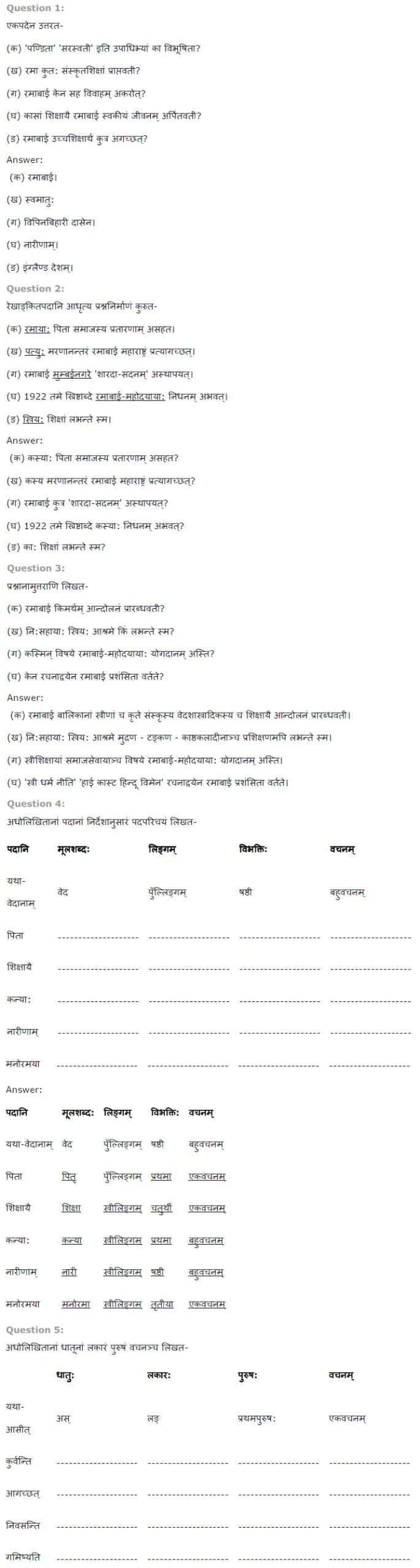 NCERT Solutions for Class 7th Sanskrit Chapter 5 पण्डिता रमाबाई 1