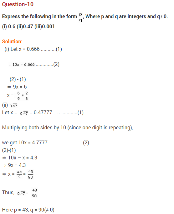 NCERT Solutions for Class 9 Maths Chapter 1 Number Systems Ex 1.3 q10