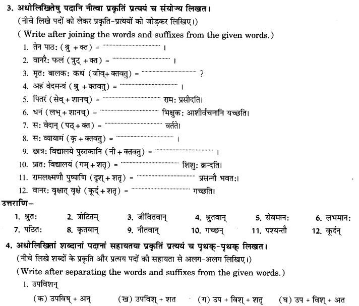 NCERT Solutions for Class 9th Sanskrit Chapter 19 Shatr Shanach Pratyayoh Prayogah 12