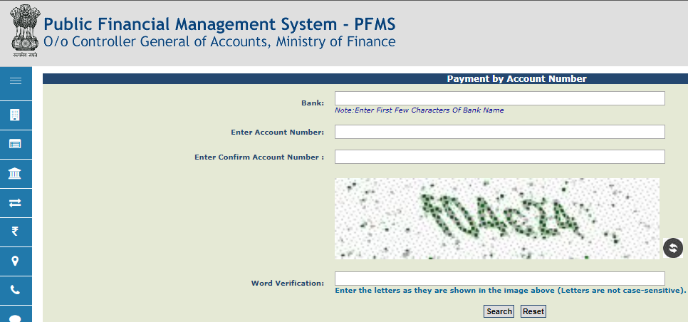 PFMS - Payment by Account Number