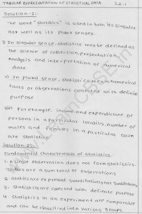 RD Sharma Class 9 solutions Chapter 22 Tabular Representation of Statistical Data EX 22.1