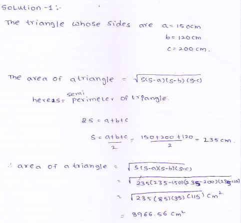 RD-Sharma-class 9-maths-Solutions-chapter 12 - Herons Formulae -Exercise 12.1 -Question-1