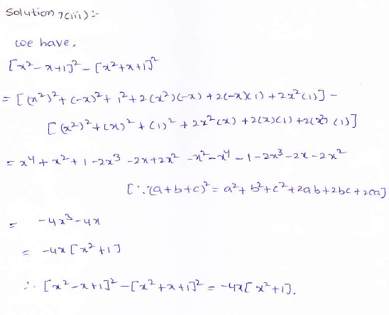 RD Sharma class 9 maths Solutions chapter 4 Algebraic Identities Exercise 4.2 Question 7 (iii)