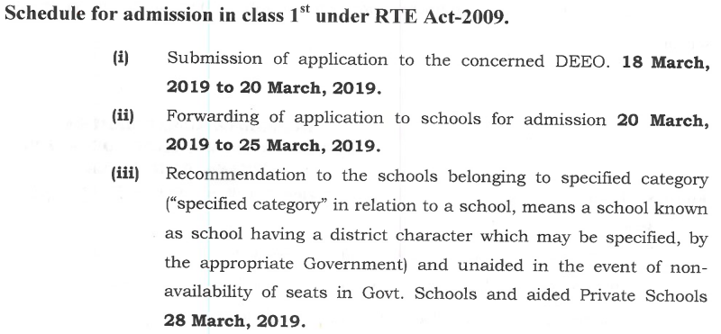 RTE-Admission-Haryana-Class-1-Schedule