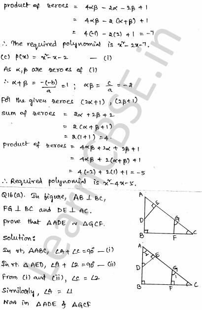 Solved CBSE Sample Papers for Class 10 Maths Set 4 1.10