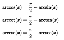 Trigonometric Formulas Complementary Angles